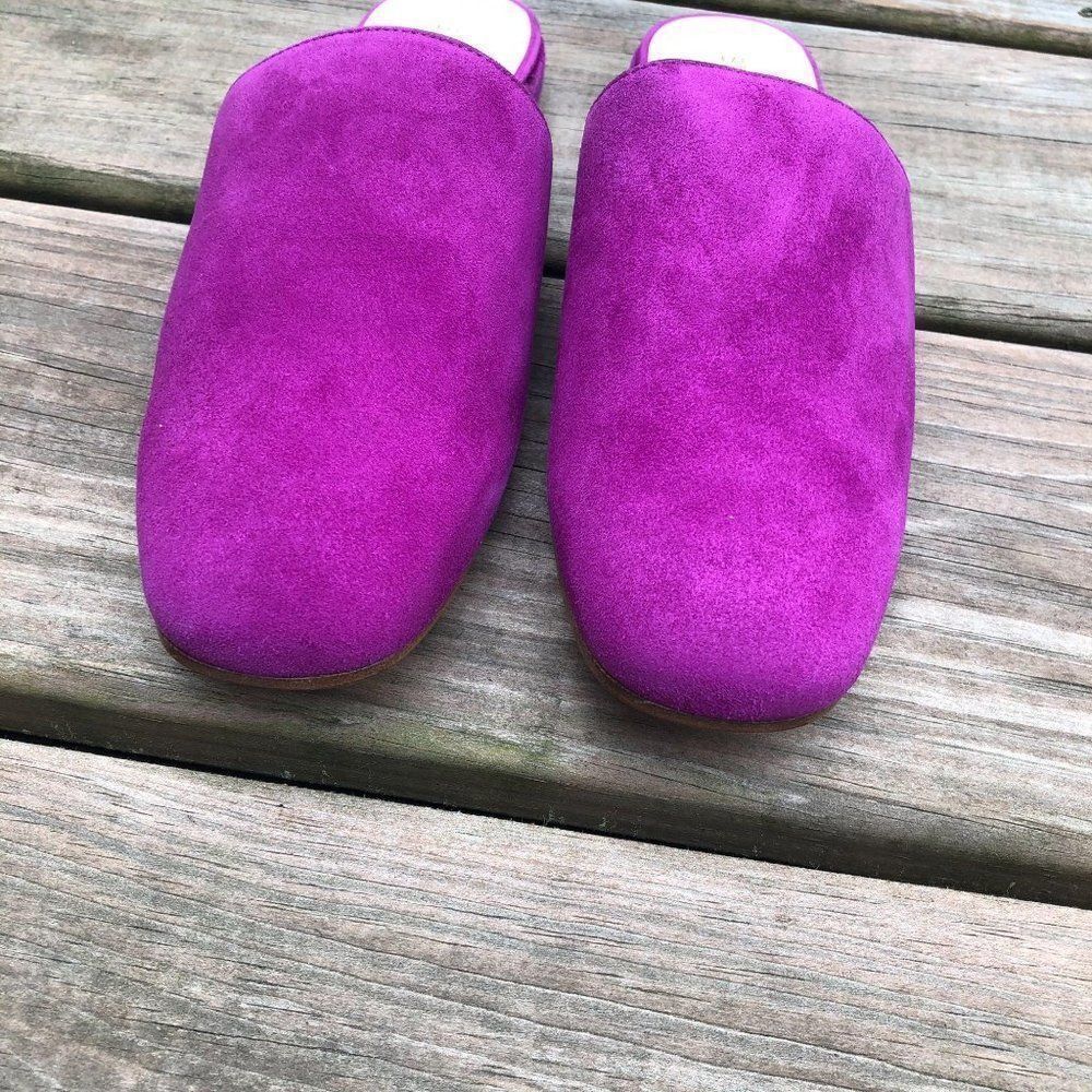 Stuart Weitzman Mulearky Begonia Suede Flat Mules - image 3